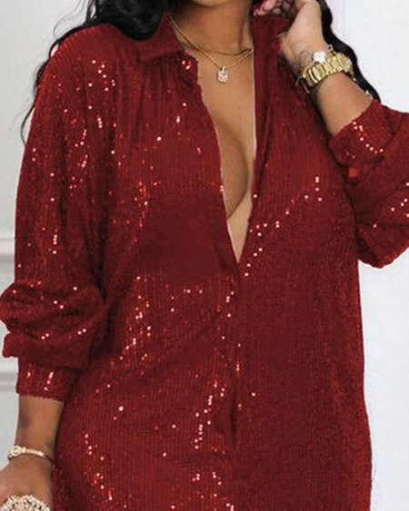 SEQUIN SHIRT DRESS