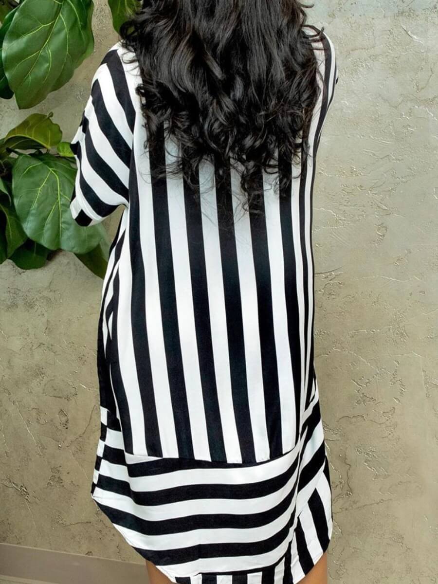 STRIPED COLLAR SHIRT DRESS