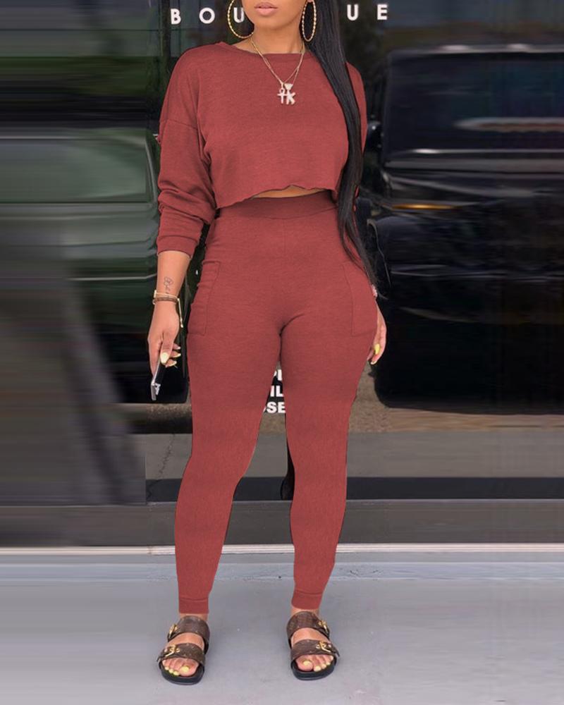 "2 PIECE" LONG SLEEVE TOP AND MATCHING PANT SET IN YELLOW