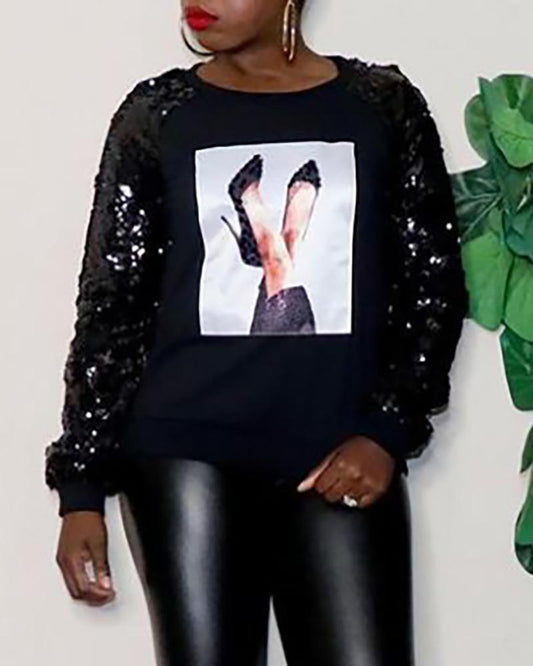 " WALK IN MY SHOES' SEQUIN SWEATSHIRT
